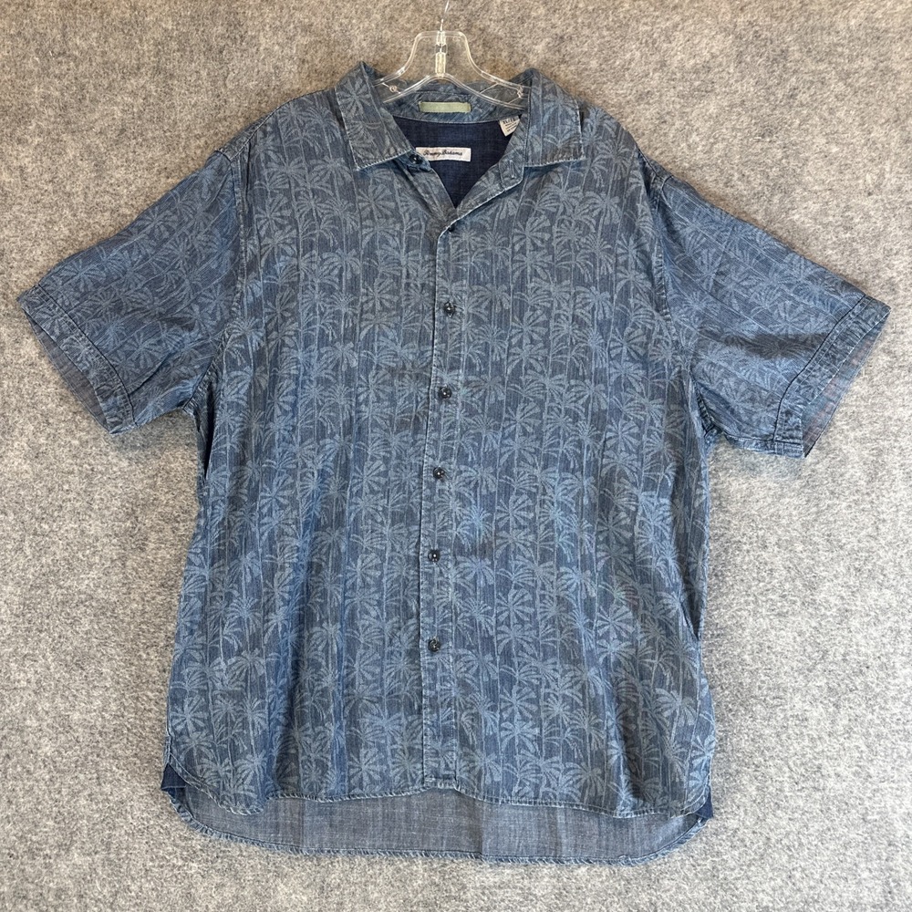 Tommy Bahama Men's Short Sleeve tencel Button Down Dress Shirt Size XL